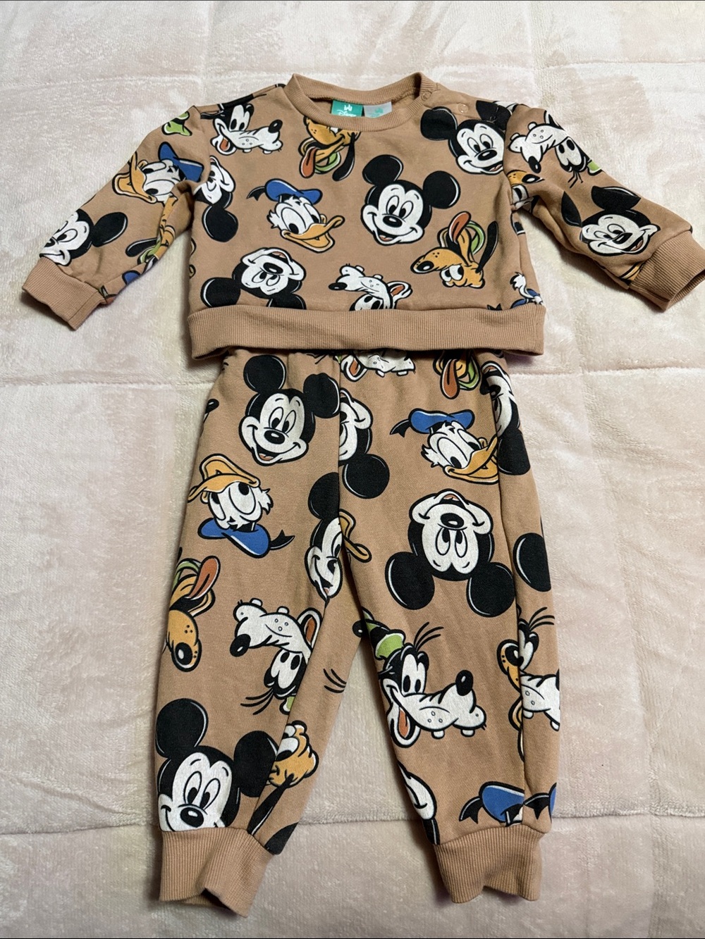 Disney‎ Brown Mickey & Friends Sweatshirt and Joggers Set